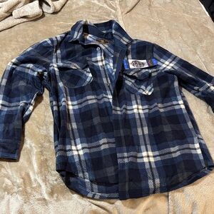 Men's Blue Plaid Button-Down Shirt